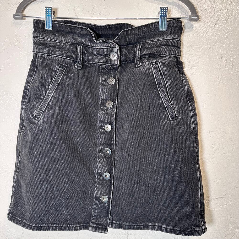 Anthropologie Pilcro and the Letterpress Size 2 Mini Skirt Button Black Denim
